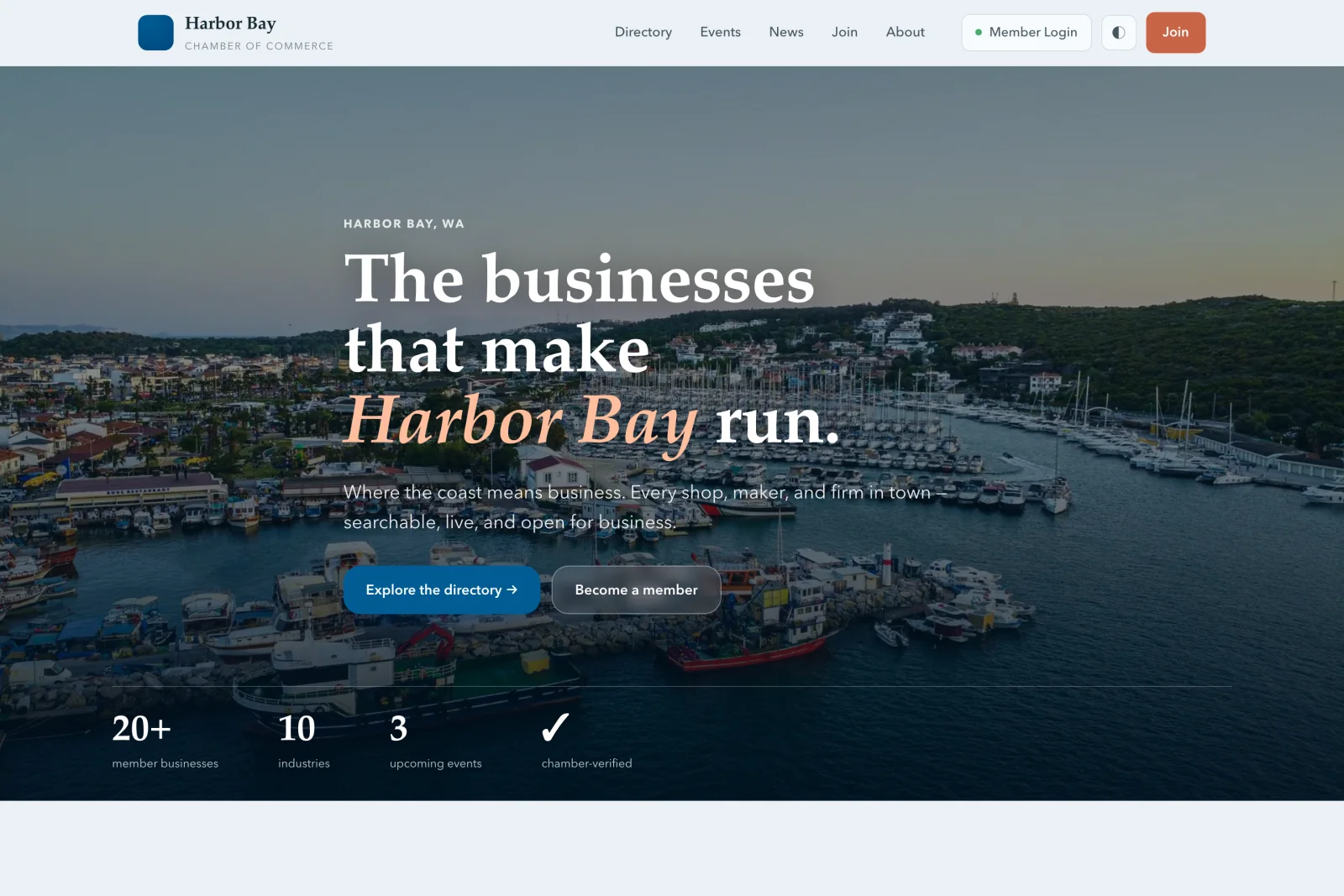 A premium chamber member website